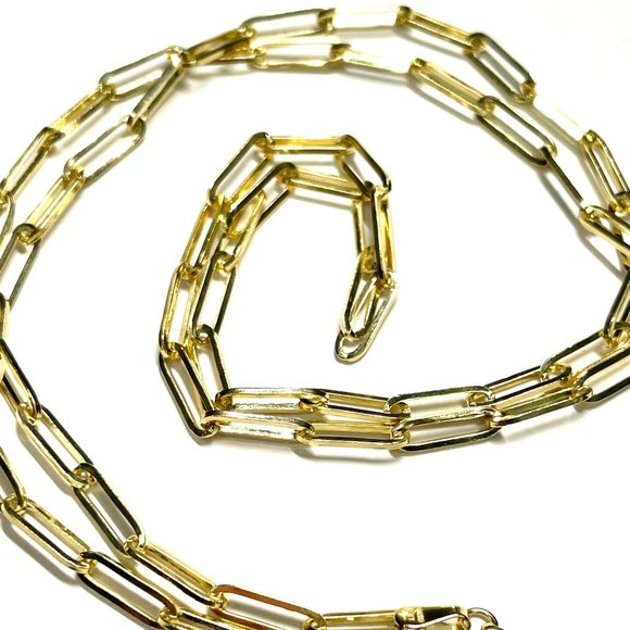 Paper Clip Gold Chain in Solid 14k Yellow Gold 22" - Picture 3 of 4